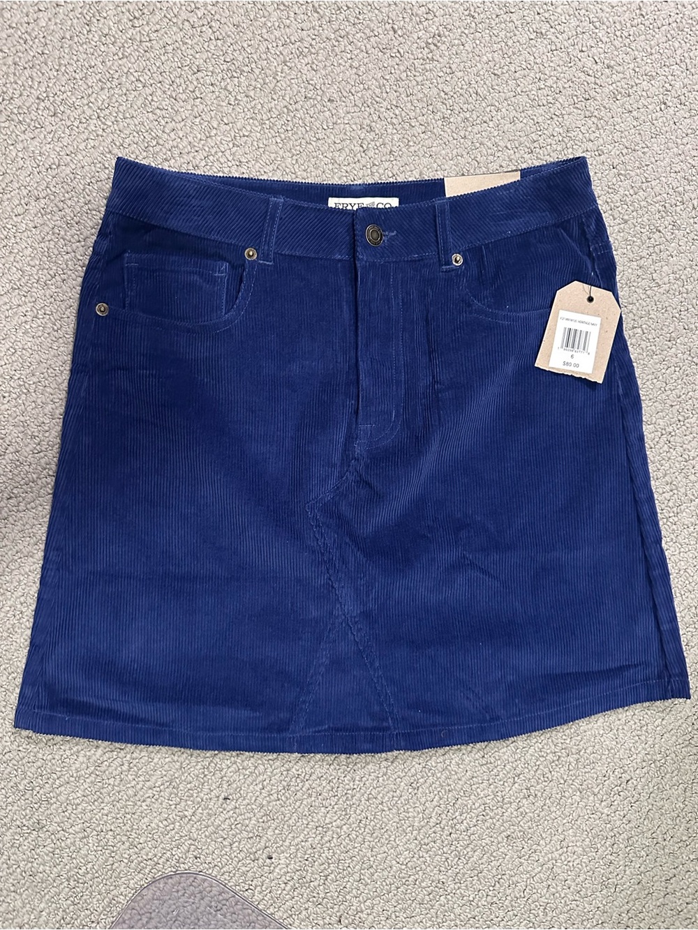 Frye & Co Heritage Navy Corduroy Mini Skirt — NWT